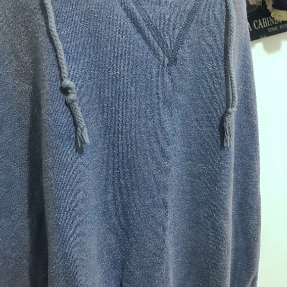 Free People Winston Lace Up Hoodie Distressed Adjustable Tie Cuffs Blue MEDIUM - Picture 5 of 9